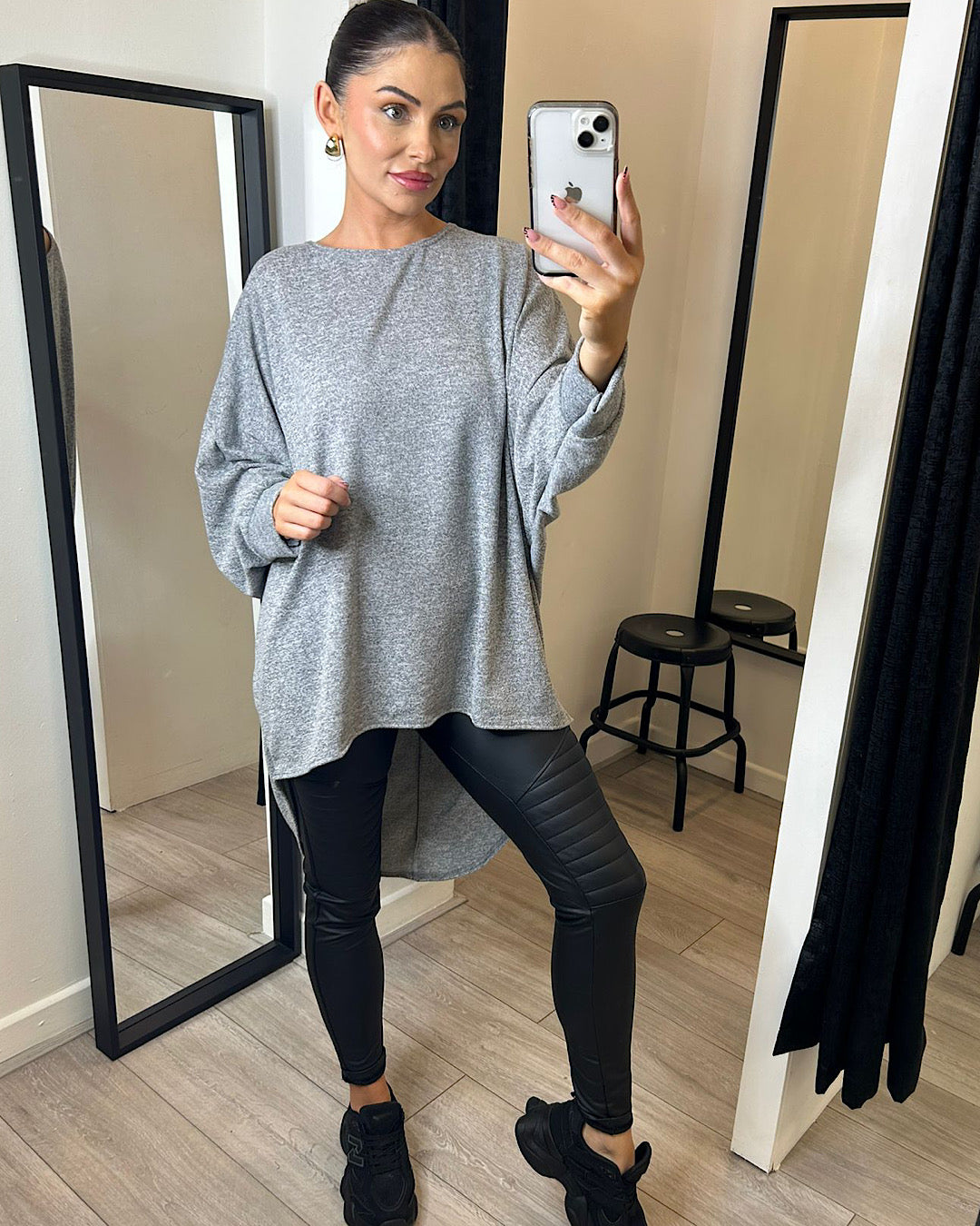 Grey Oversized Batwing Knit