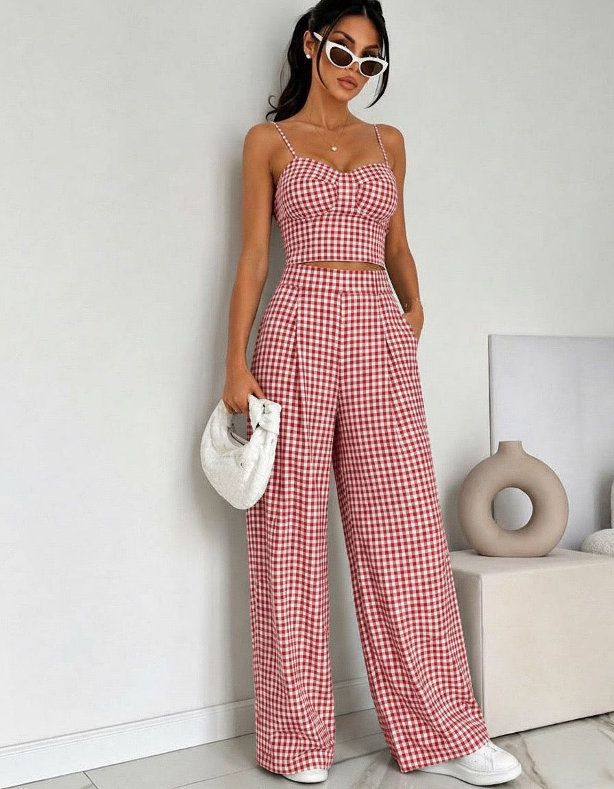 Red Gingham Check Co Ord Set