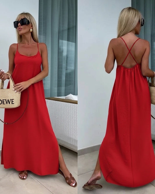 Red Cami Maxi Dress