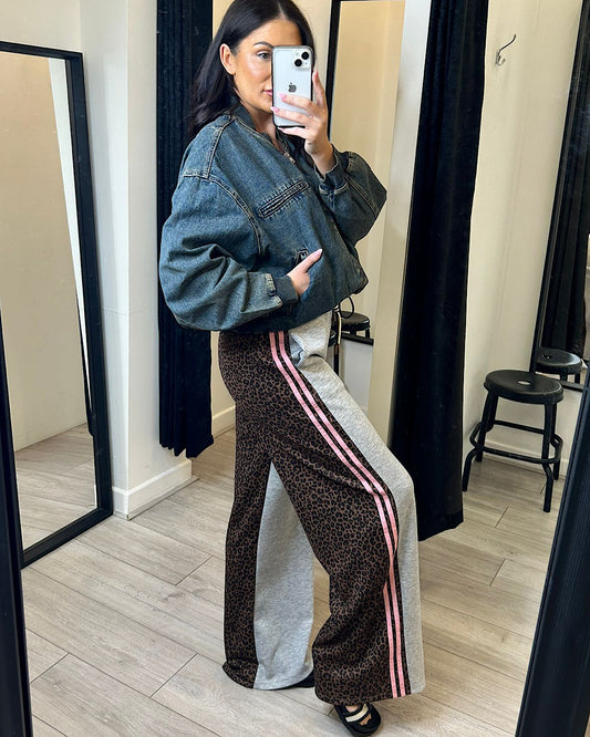 Leopard with Grey Wide Leg Joggers