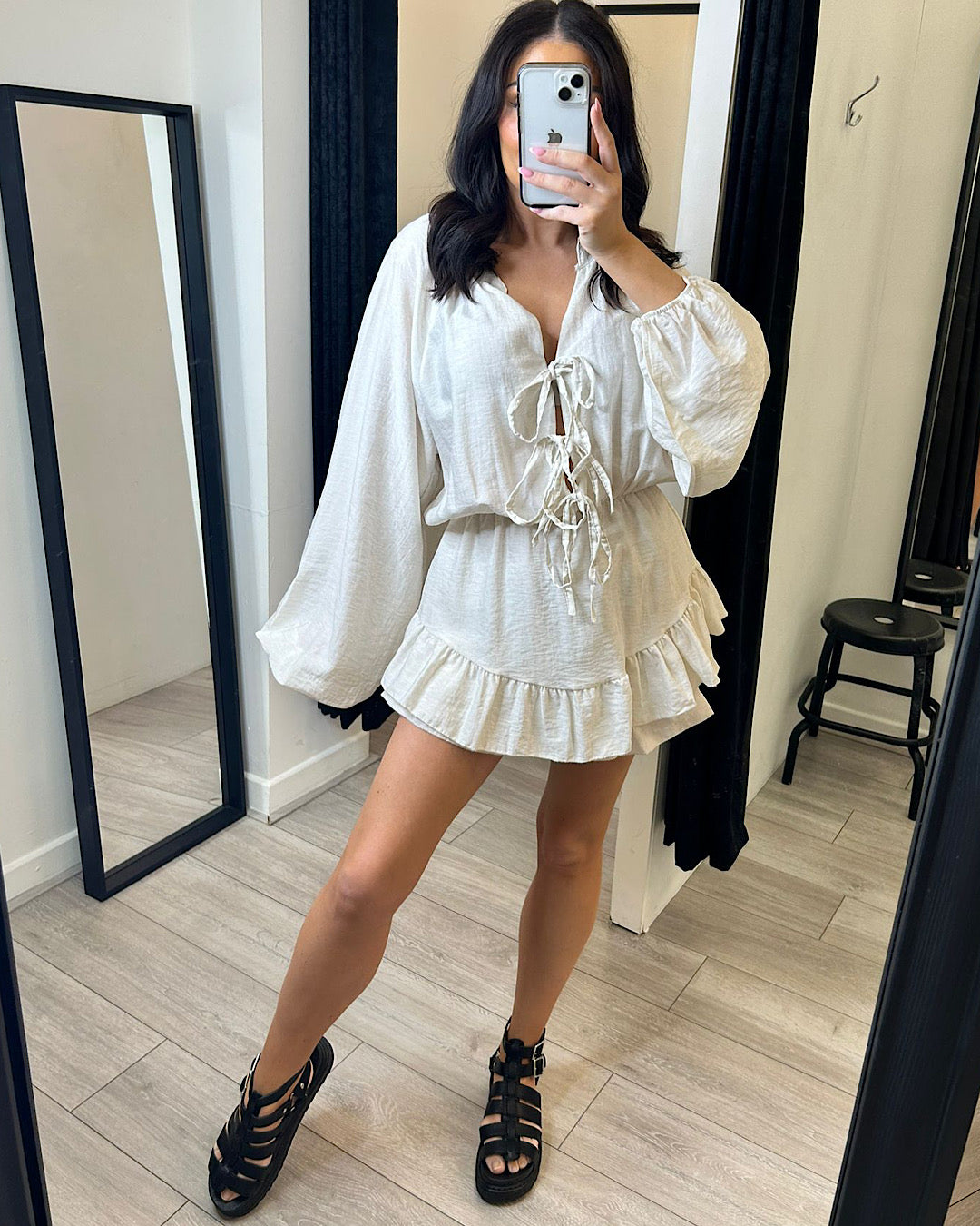 Beige Lace Front Playsuit
