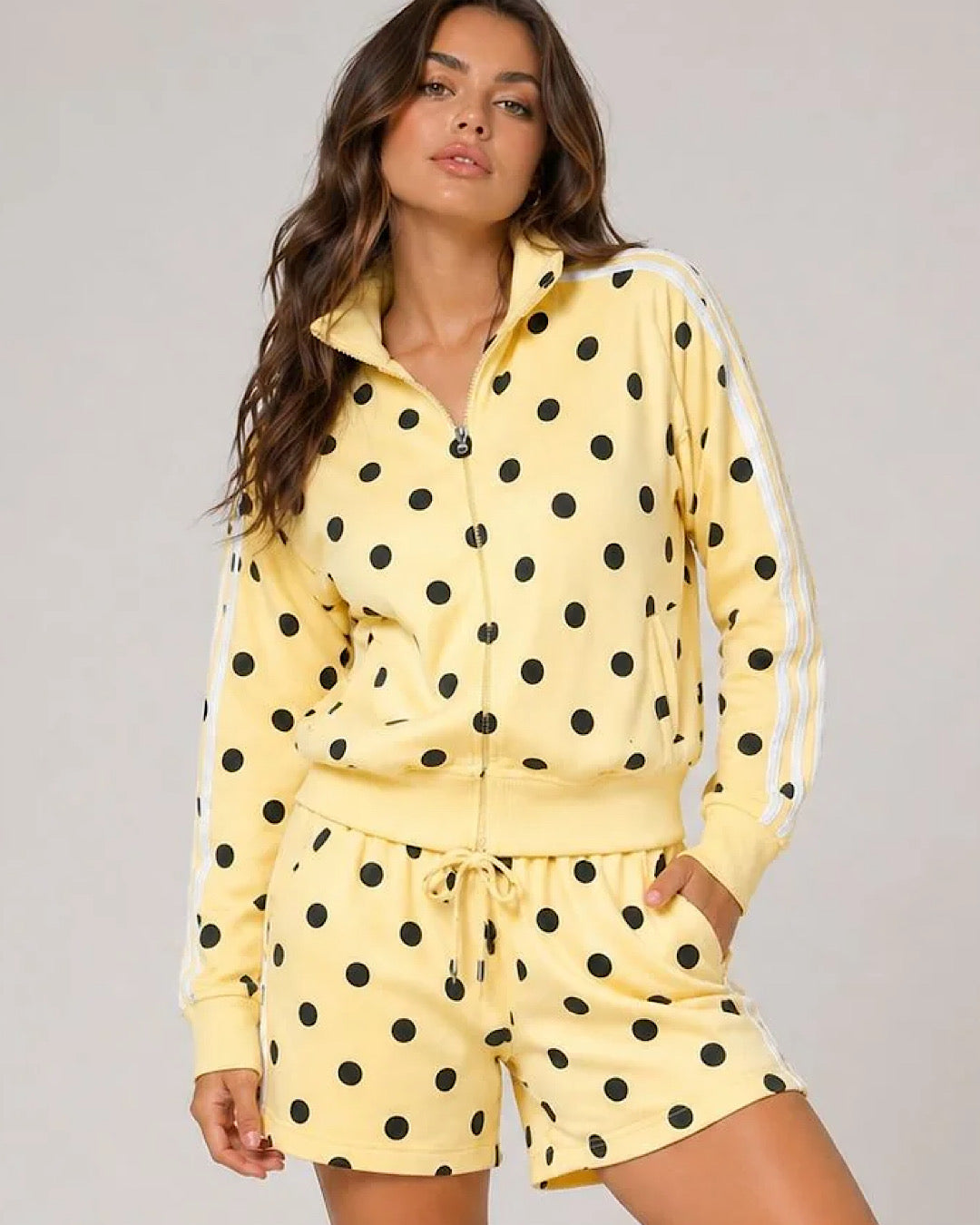 Yellow Polka Zip Top & Shorts