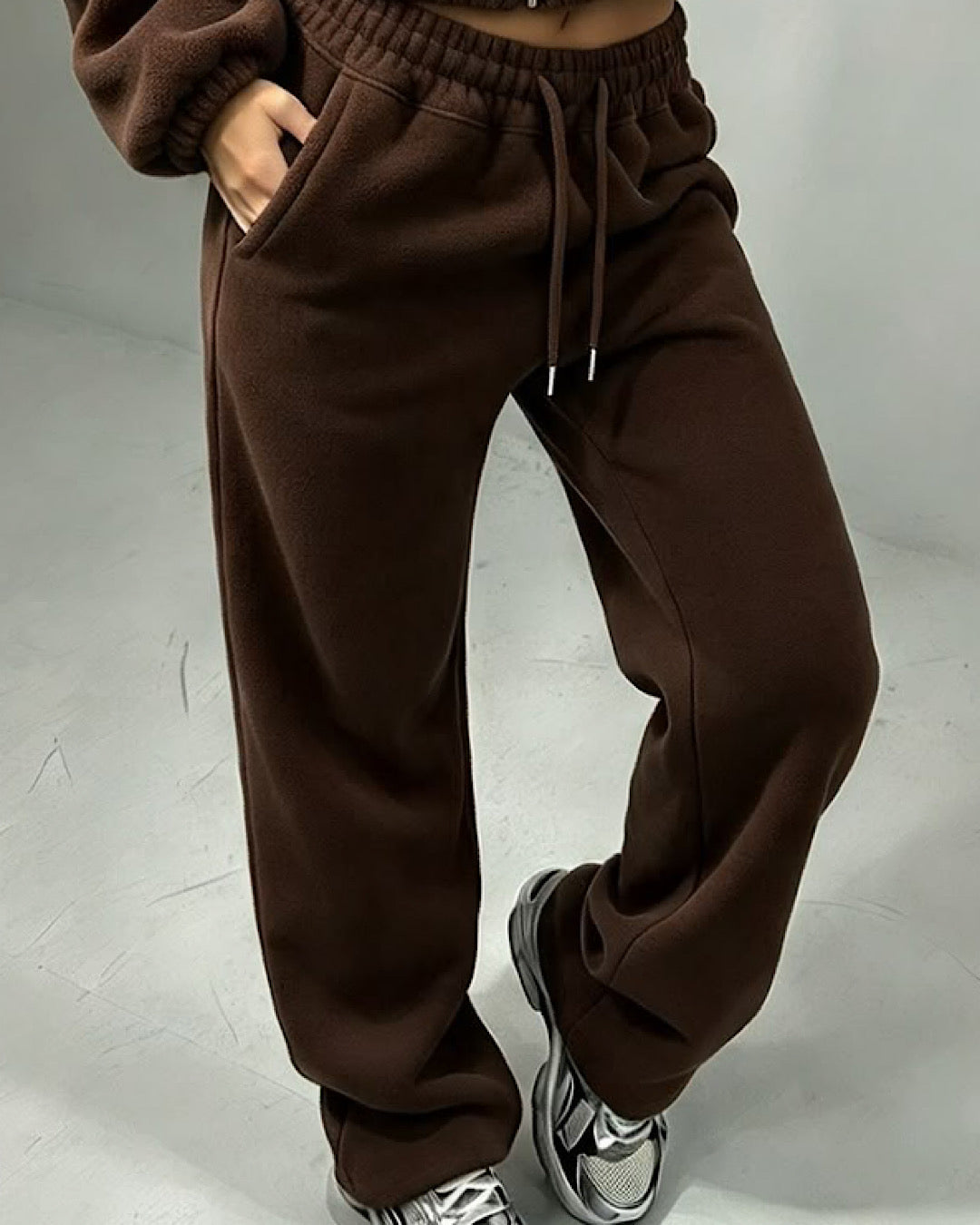 Brown Collared Zip Top & Joggers Suit
