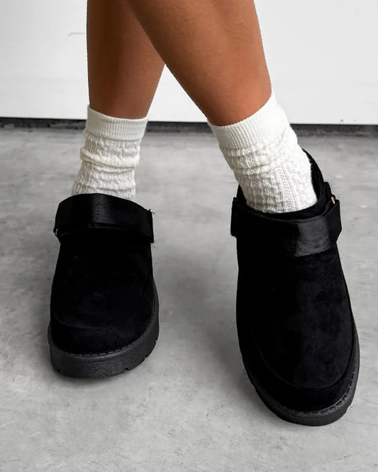 Black Faux Suede Platform Boots