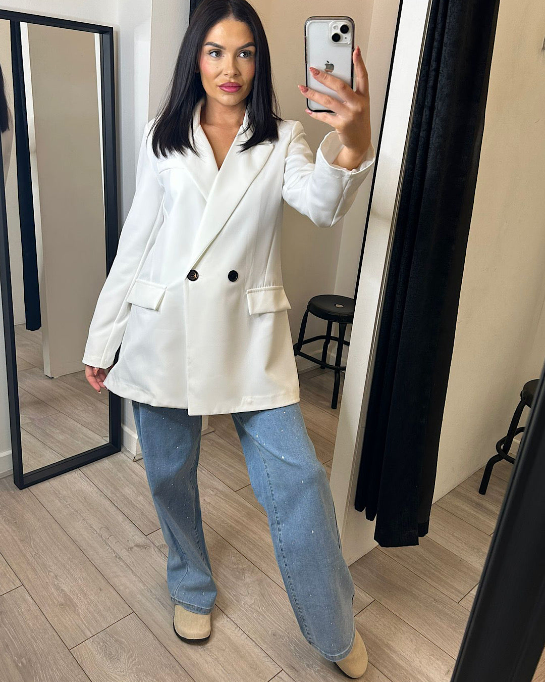 White Double Breasted Blazer
