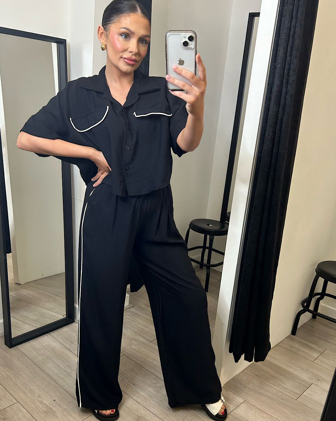 Black Shirt and Trousers Co Ord Suit