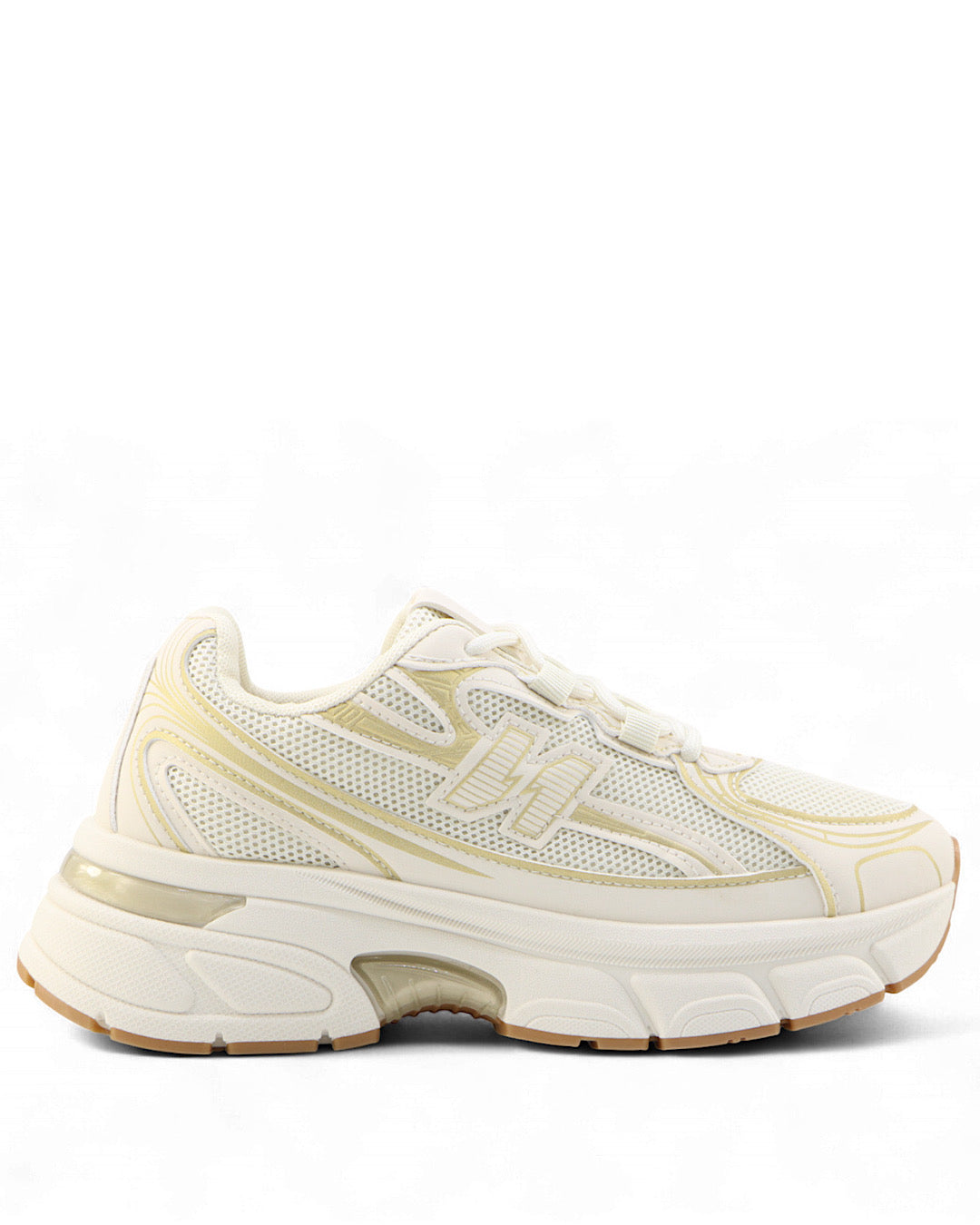 Beige with Gold Chunky Trainers