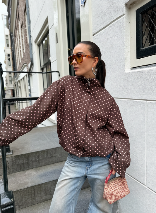 Chocolate High Neck Polka Jacket