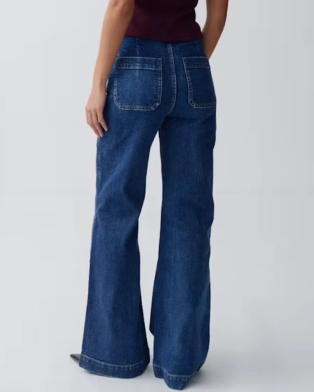 Stretch Wide Leg Dark Blue Jeans