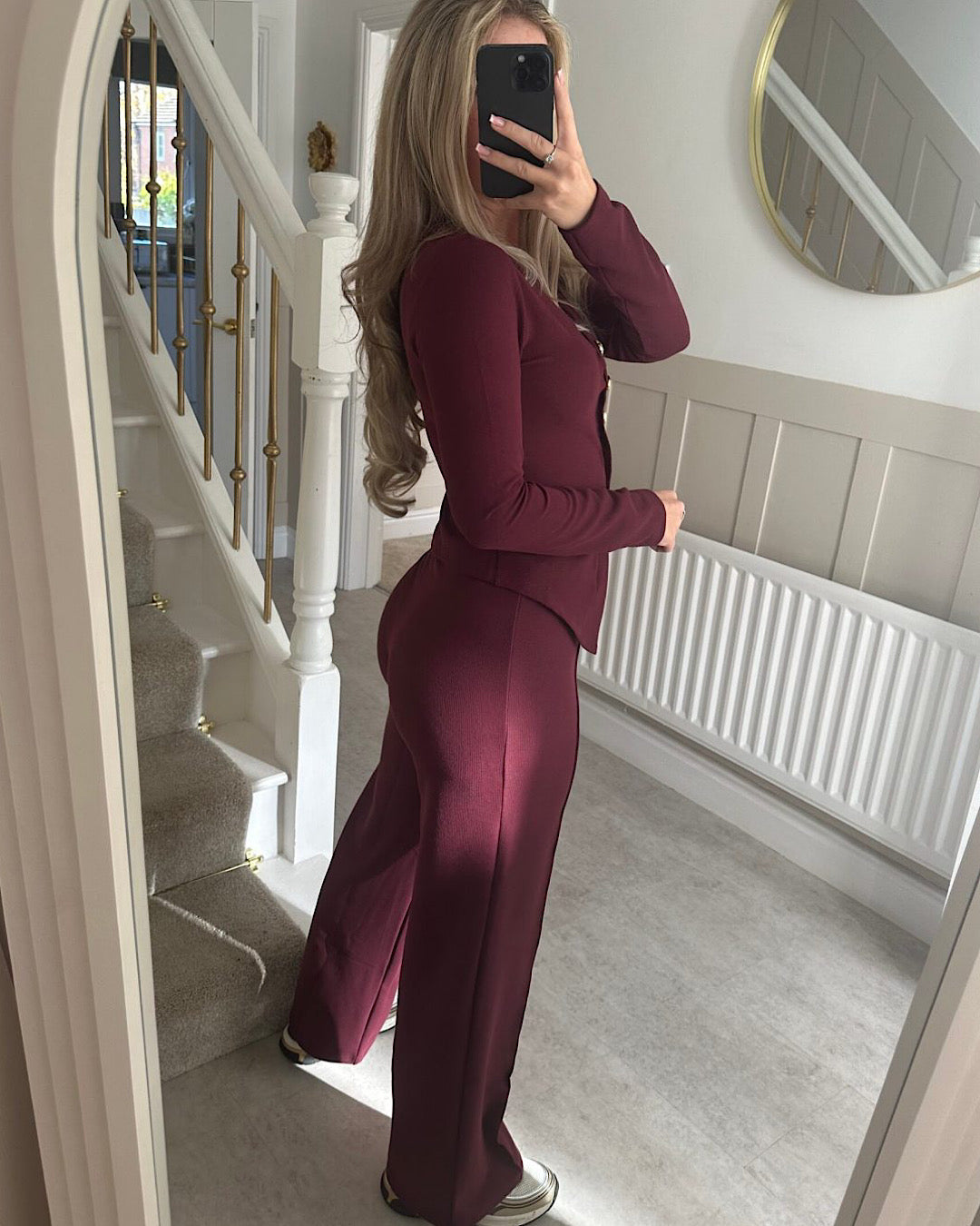 Gold Button Top and Trouser Suit