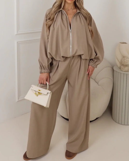 Camel Drape Bomber Suit