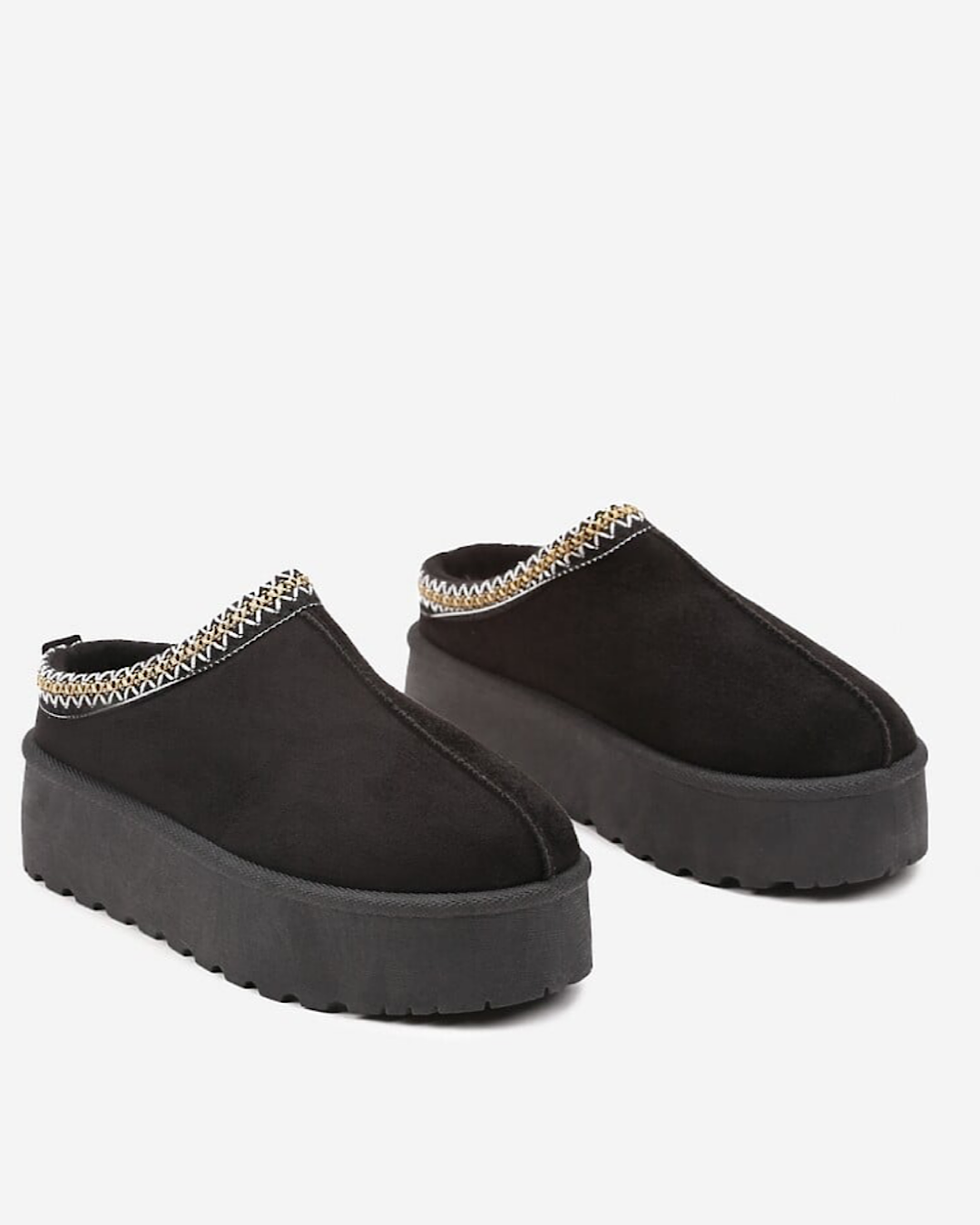 Black Faux Suede Platform Boots