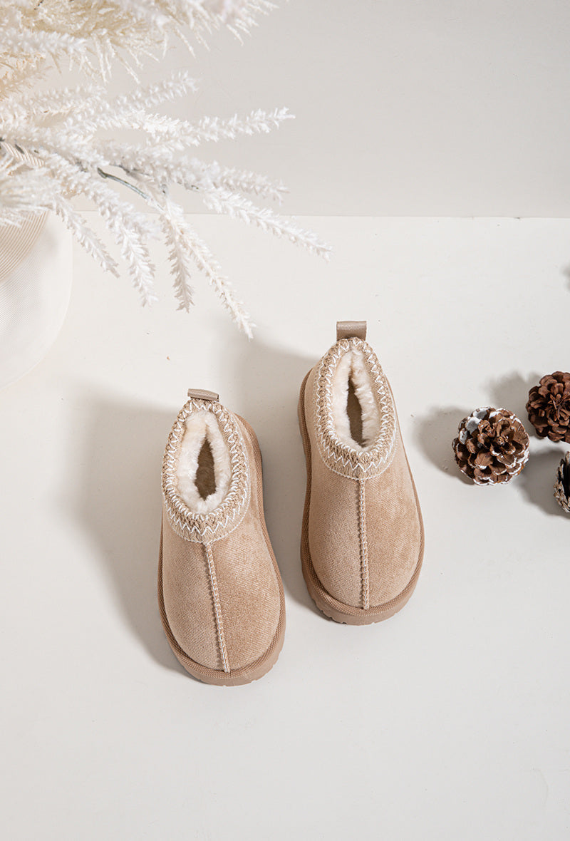 Kids Beige Faux Suede Boots