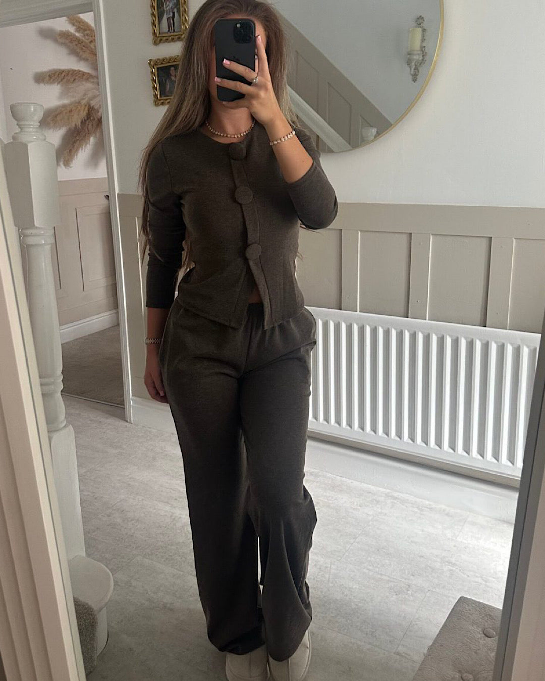 Chocolate Button Knit Suit