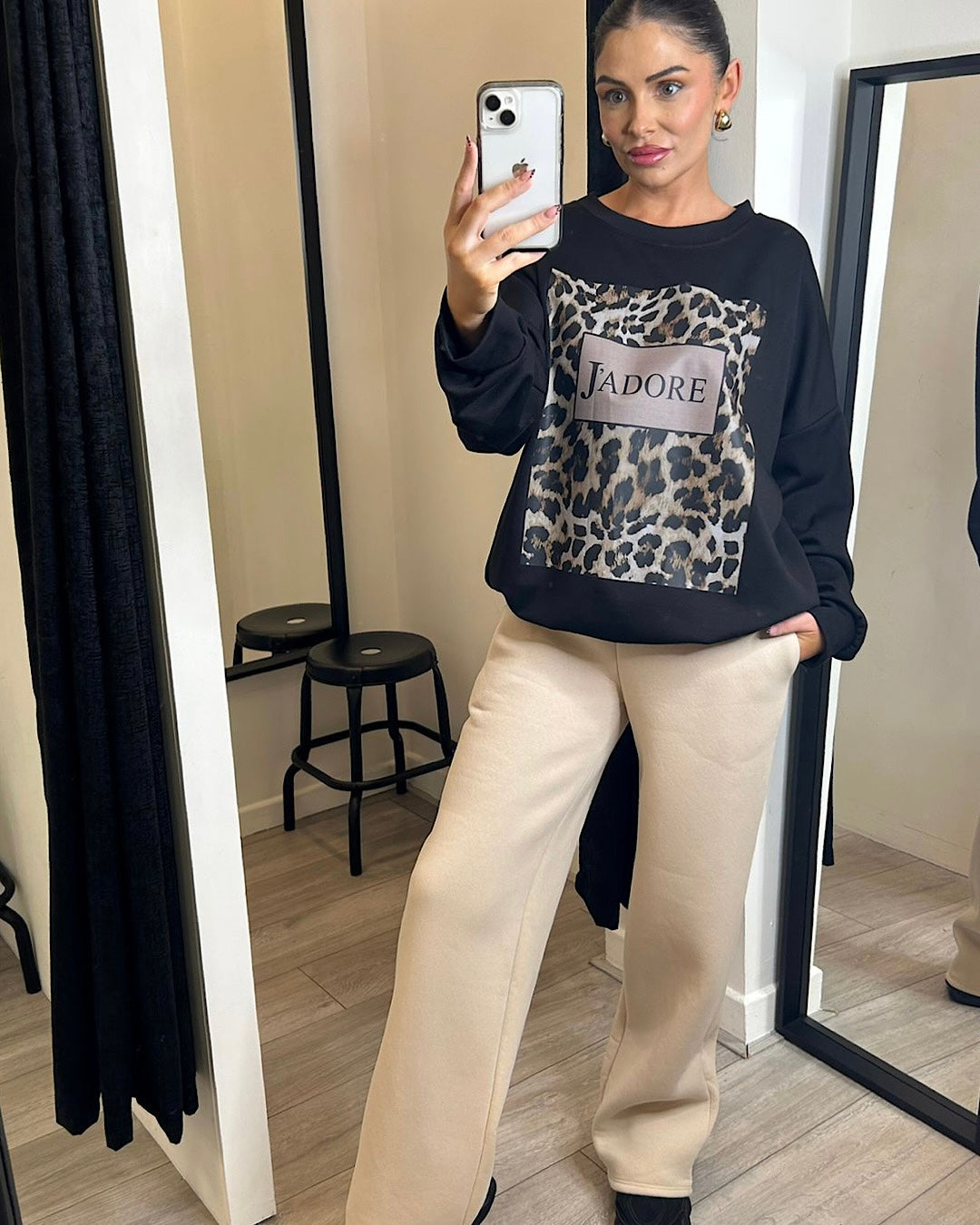 Black J’Adore Animal Print Sweat