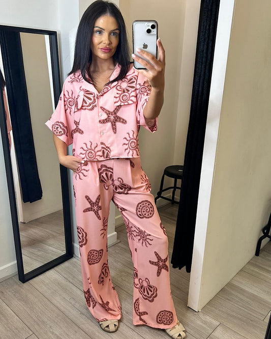 Pink Shirt & Trousers Co Ord