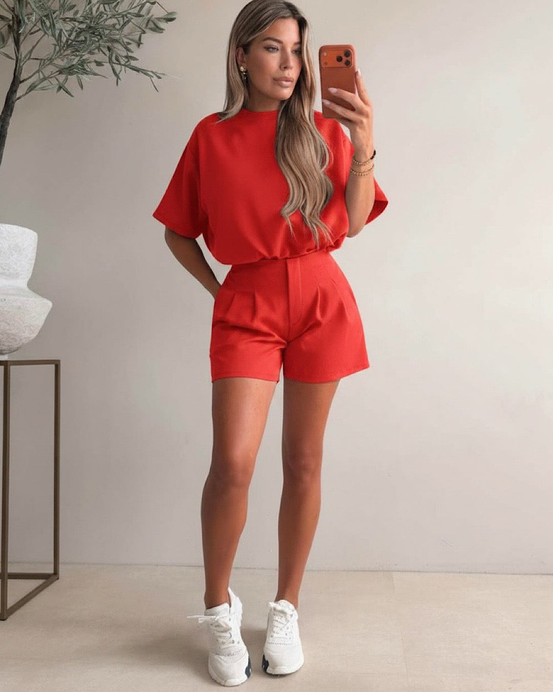Red Tee & Shorts Set