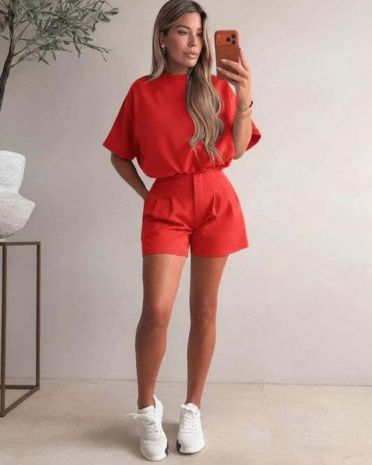 Red Tee & Shorts Set