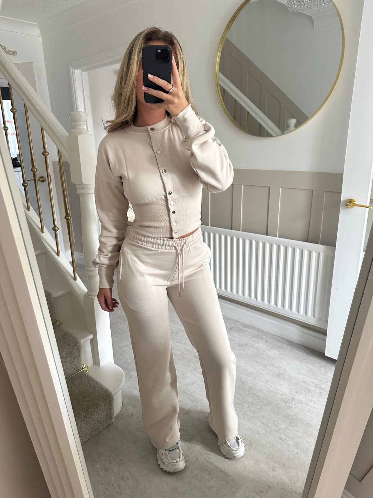 Beige Corset Sweat and Joggers Suit