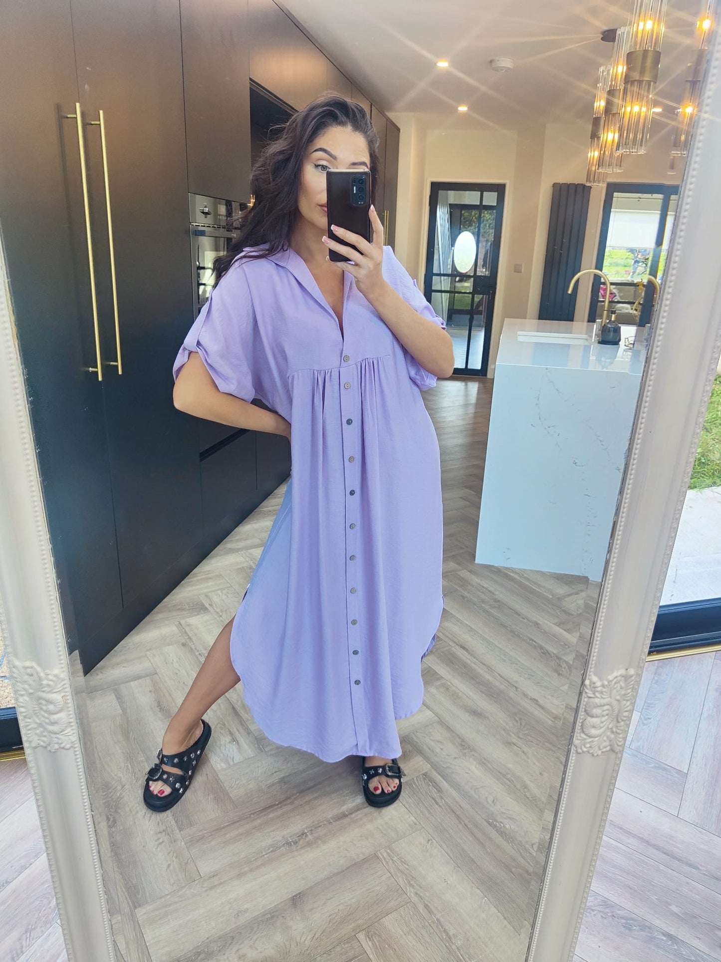 Lilac Maxi Shirt Dress