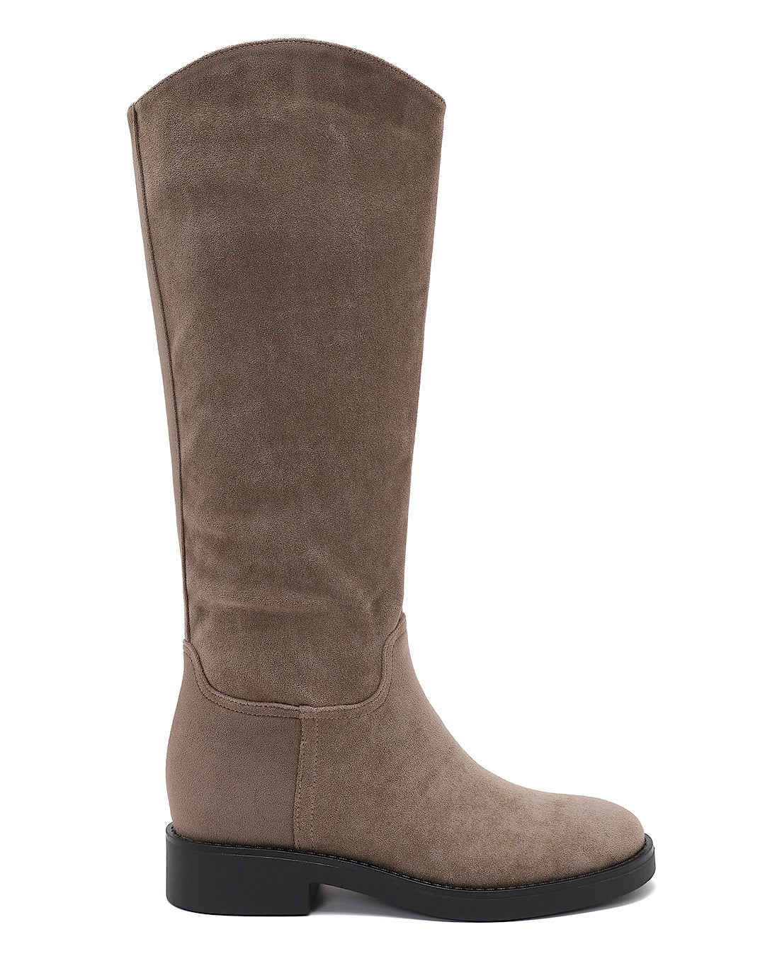 Beige Faux Suede Knee Boots