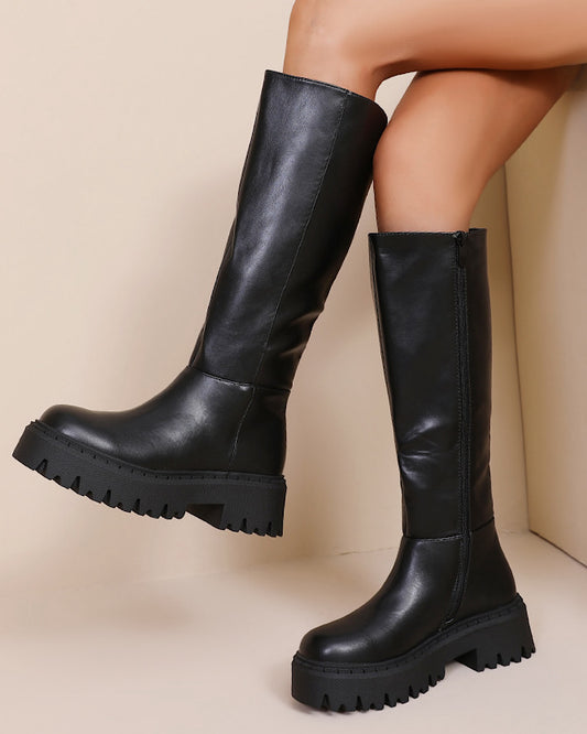 Black Below the Knee Platform Boots