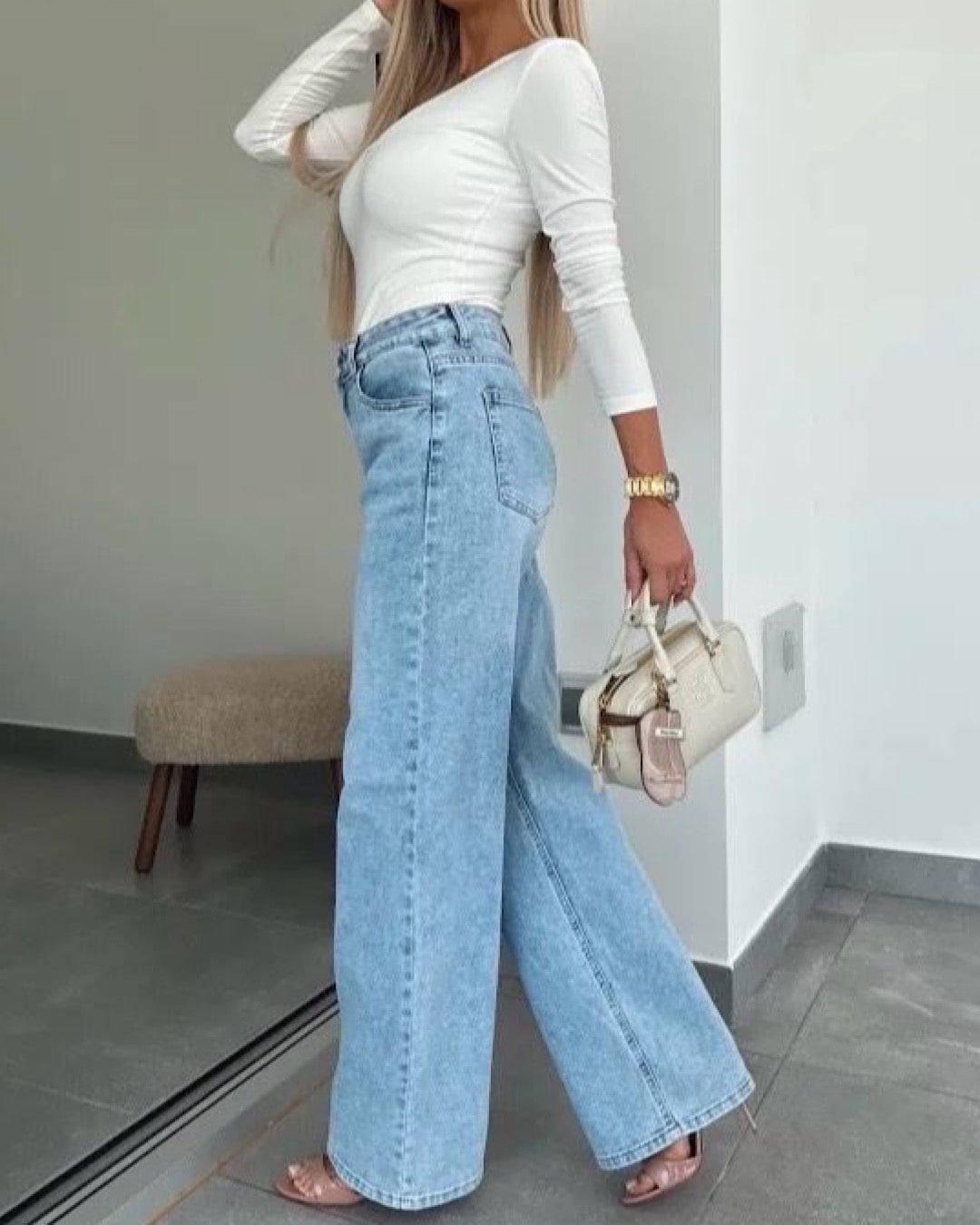 Wide Leg Light Blue Jeans
