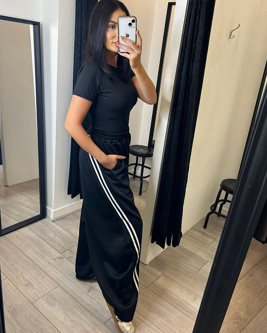 Black Baggy Joggers with Stripe