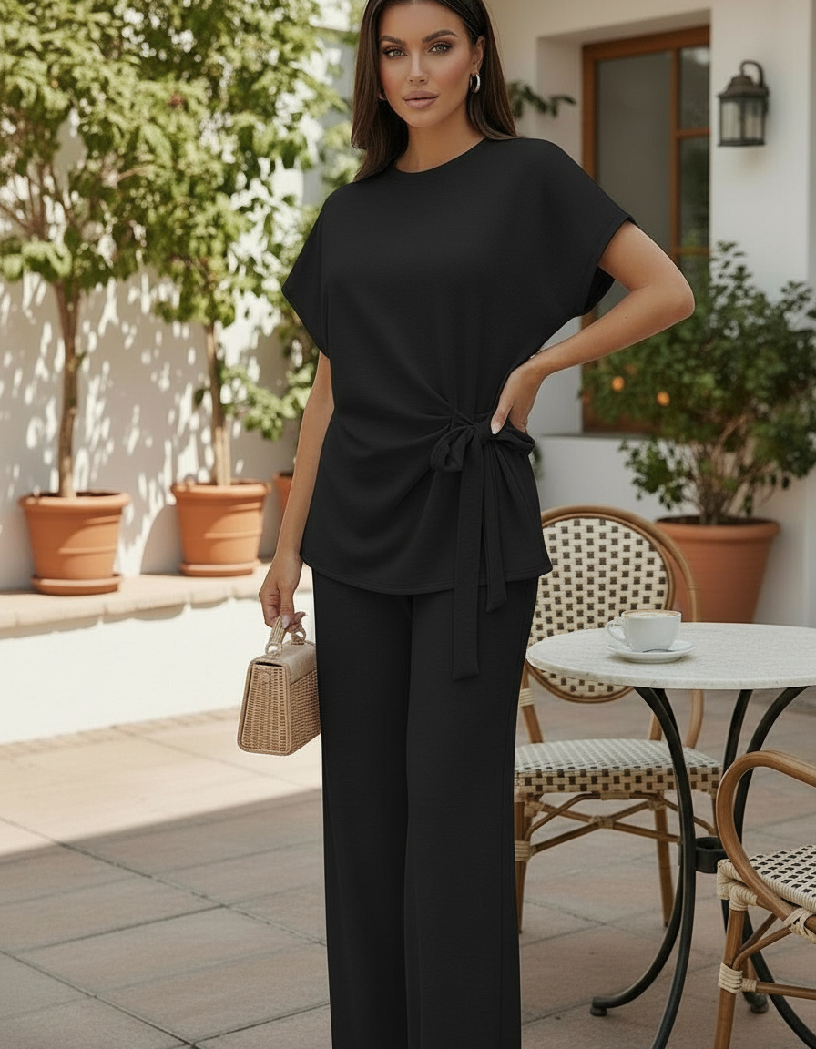 Black Knot Top and Trousers Set