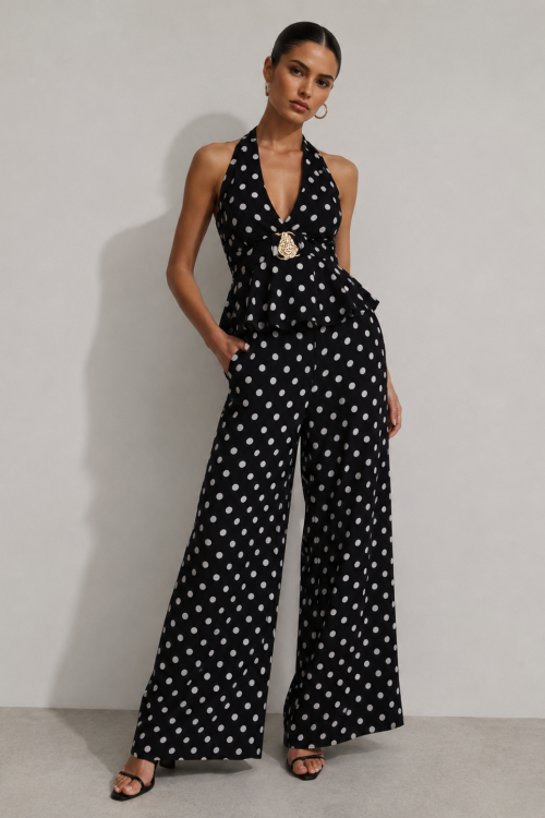 Polka Halter Top & Trousers Set