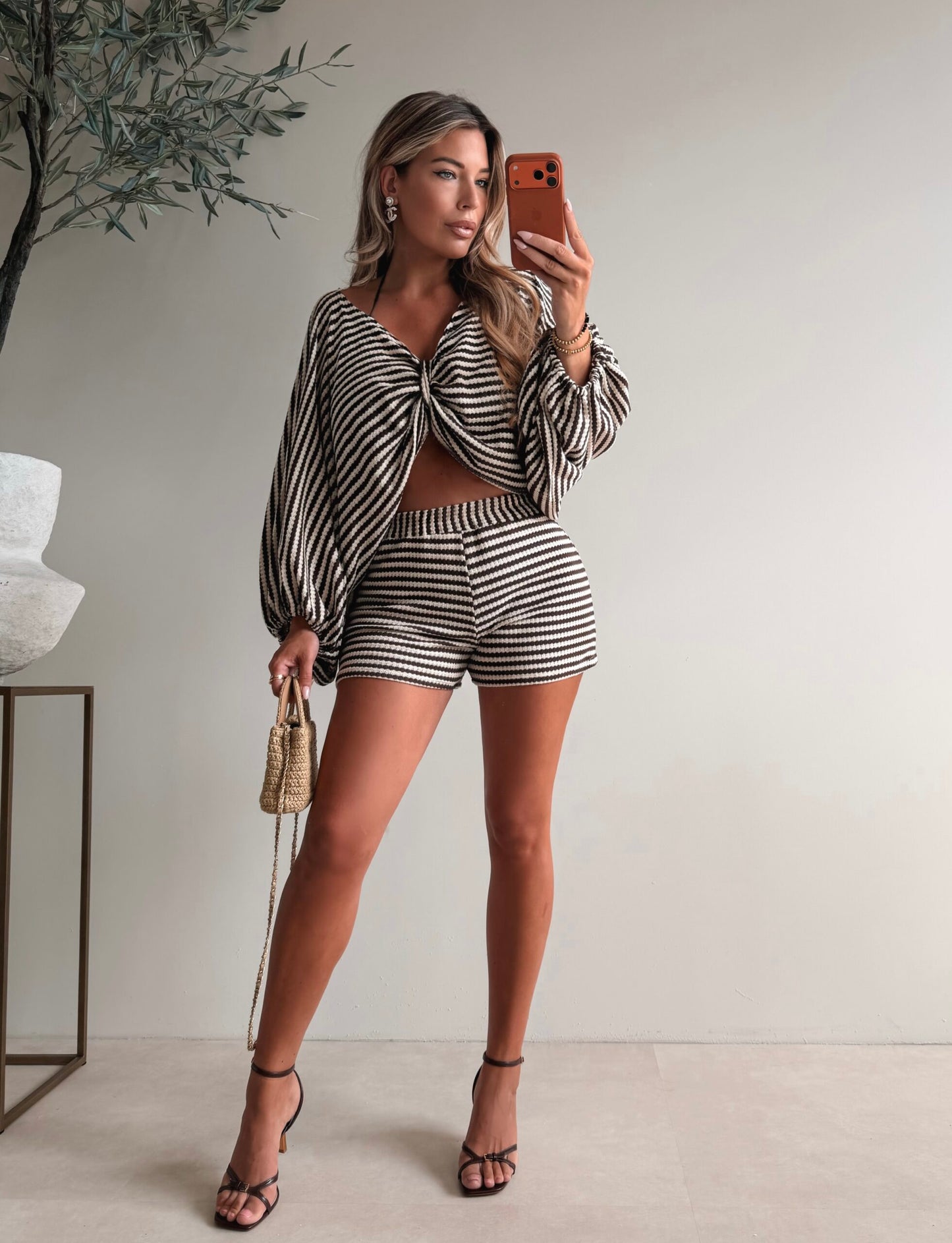 Stripe Knot Front Suit