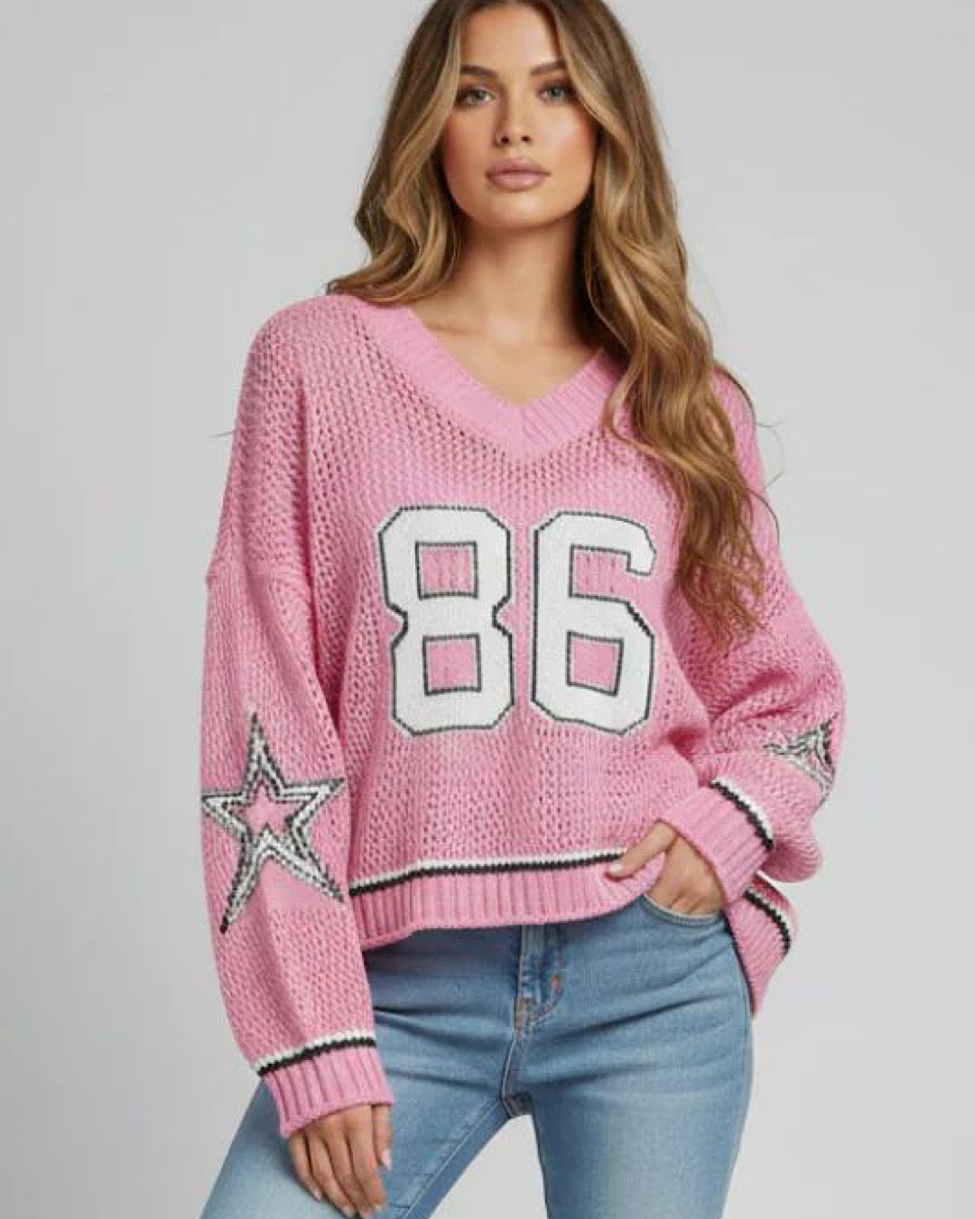 Pink Fishnet 86 Knit Top