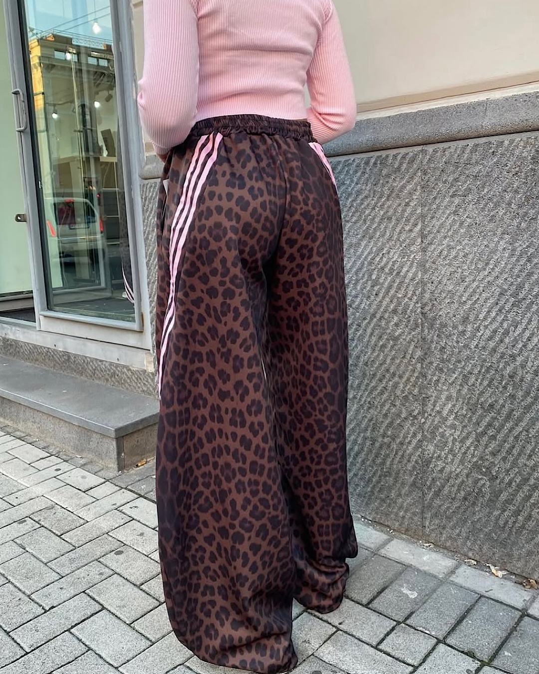 Leopard Print Joggers with Stripe