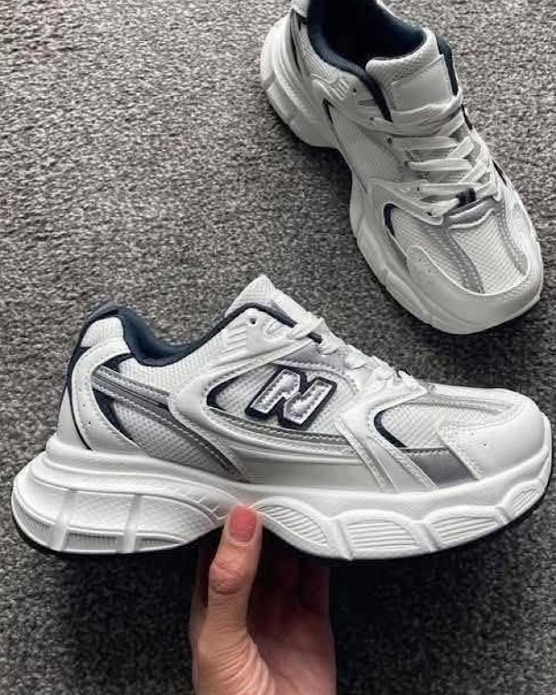 White Chunky Lace Up Trainers