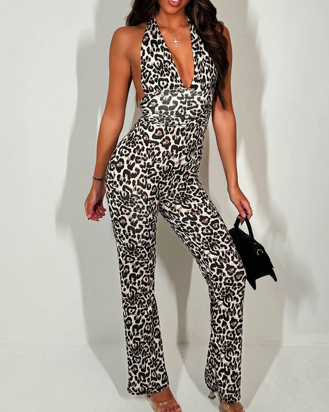 Leopard Halter-Neck Jumpsuit
