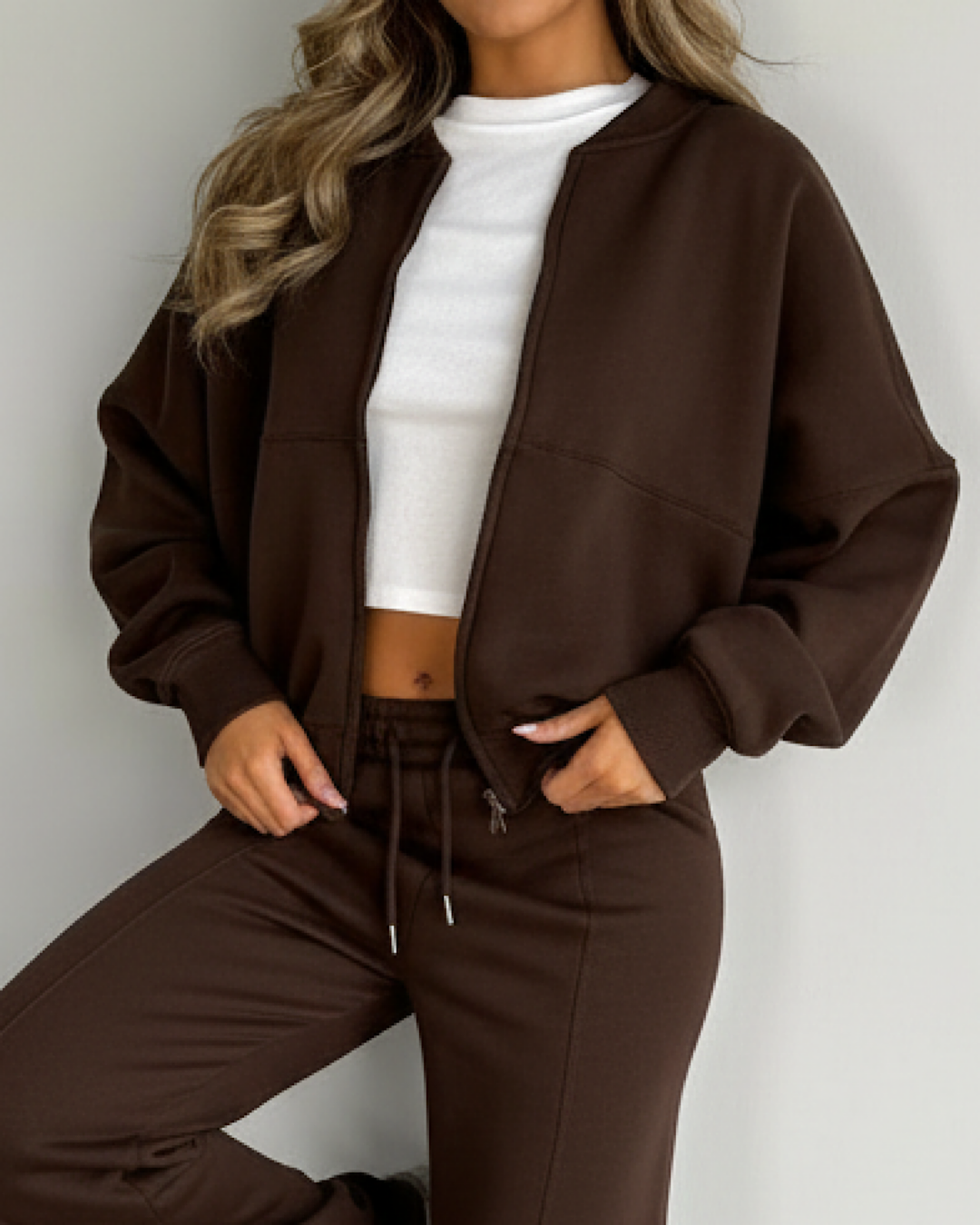 Brown Bomber Jacket and Joggers Suit