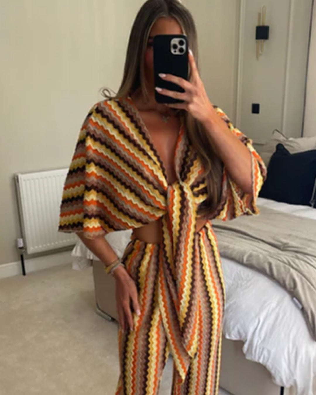 Zig Zag Tie Front Co Ord