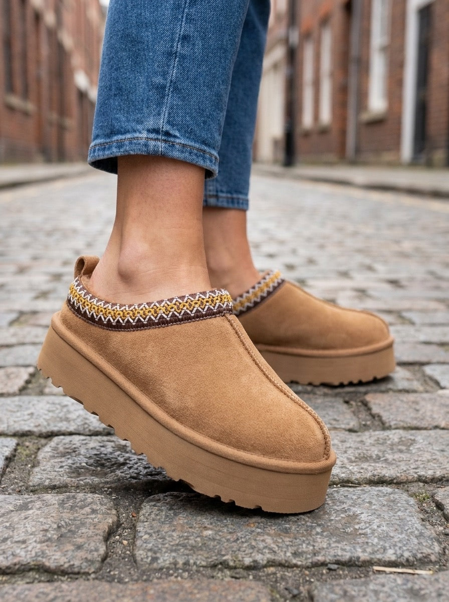 Camel Faux Suede Platform Boots