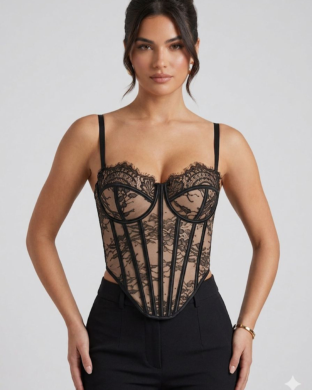 Black Lace Corset Top
