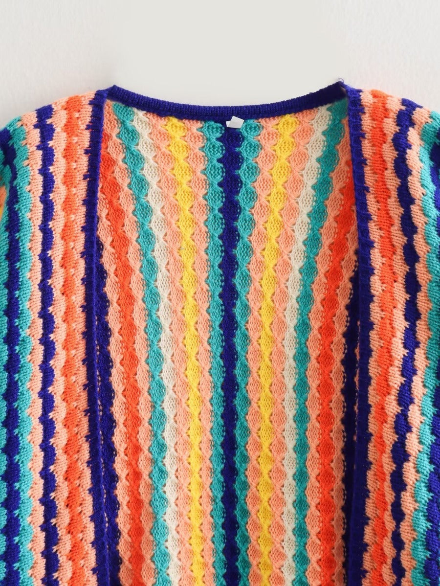 Rainbow Stripe Knit Cardigan