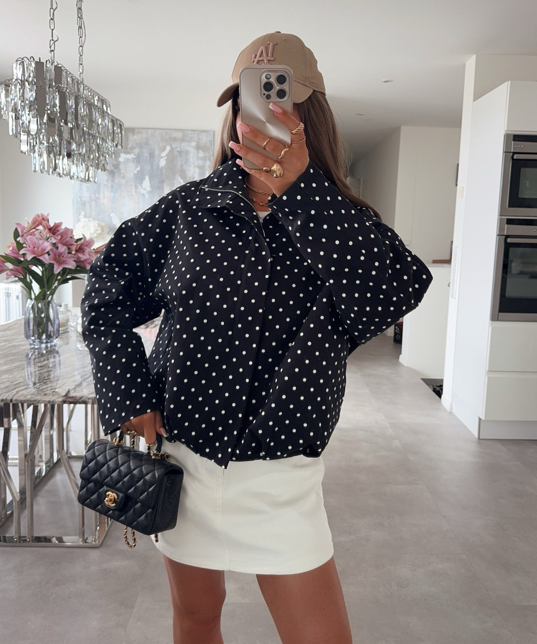 Black High Neck Polka Jacket