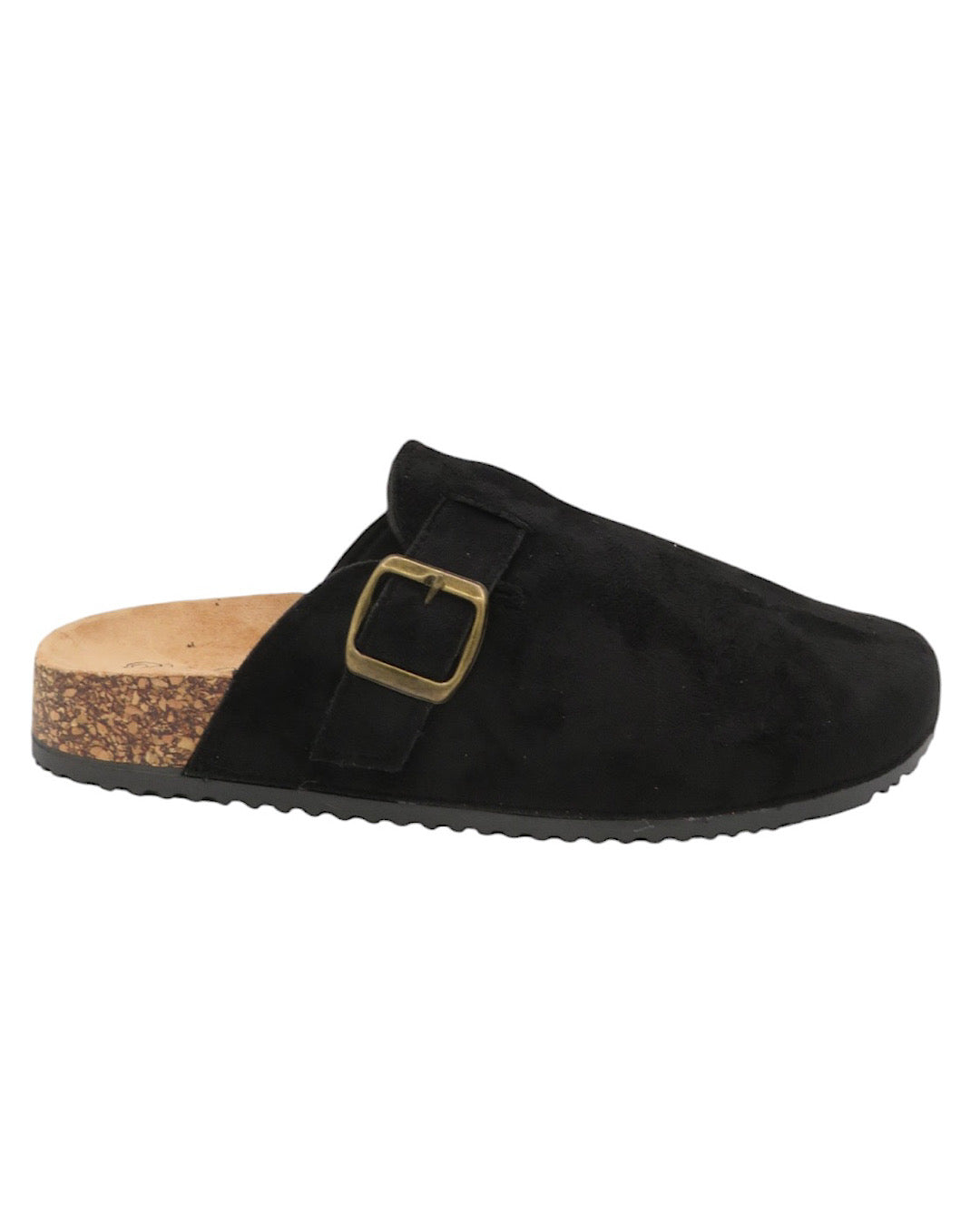 Black Faux Suede Clogs
