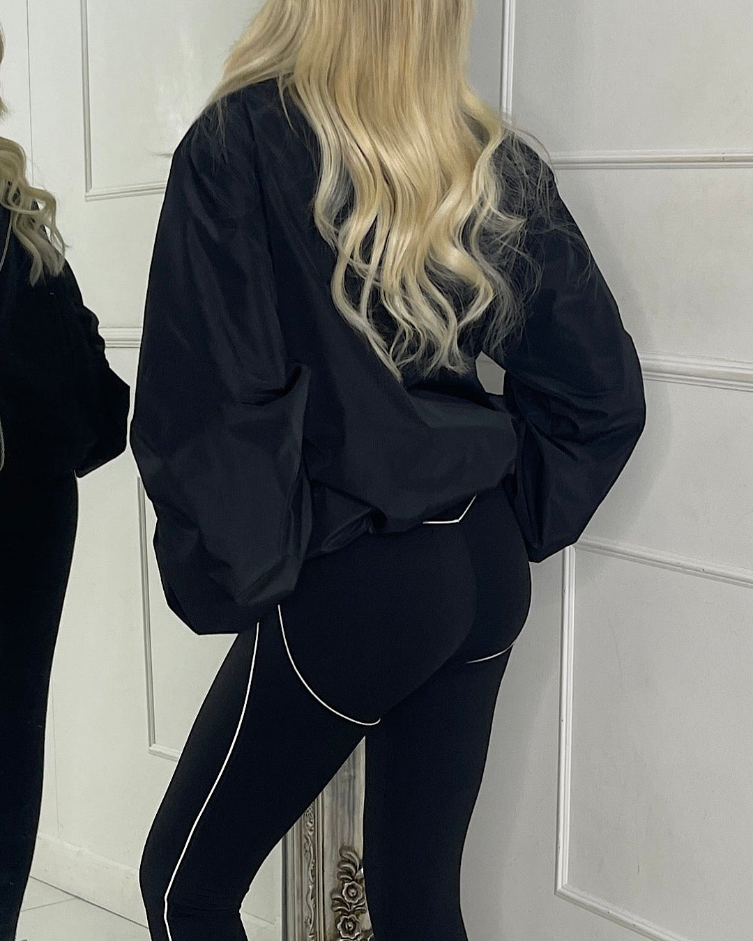 Black High Neck Oversized Windbreaker Jacket