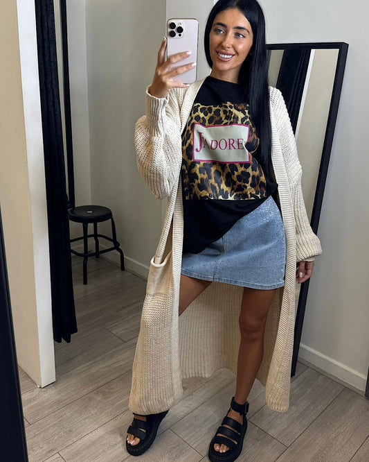 Beige Oversized Cardigan