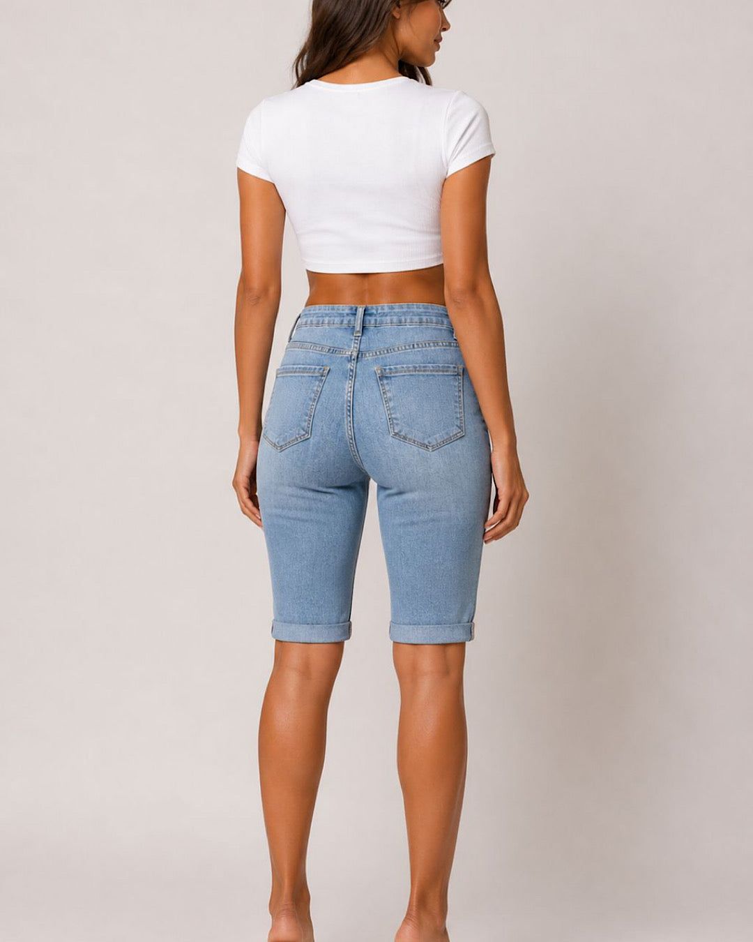 Blue Capri Stretch Jeans