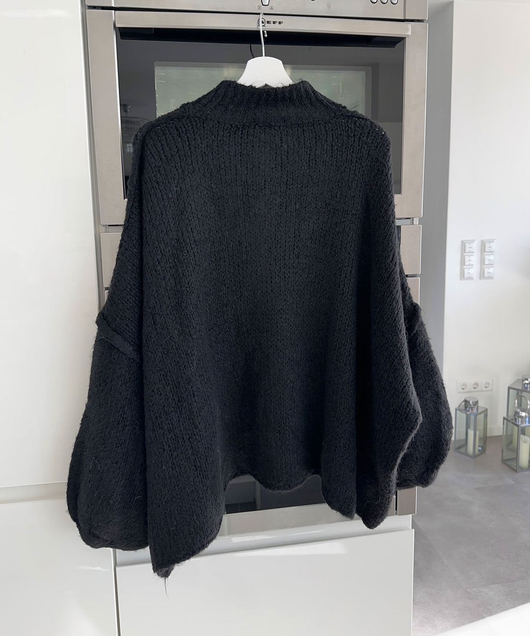 Black Oversized Cardigan with Gold Buttons