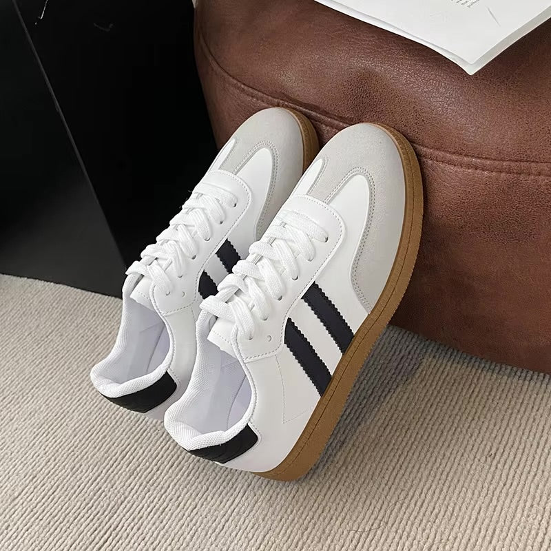 White Black Gum Sole Trainers