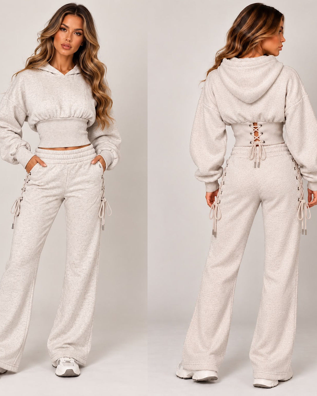Beige Hooded Corset Suit