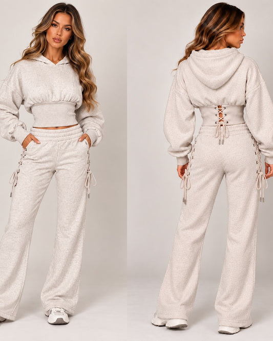 Beige Hooded Corset Suit