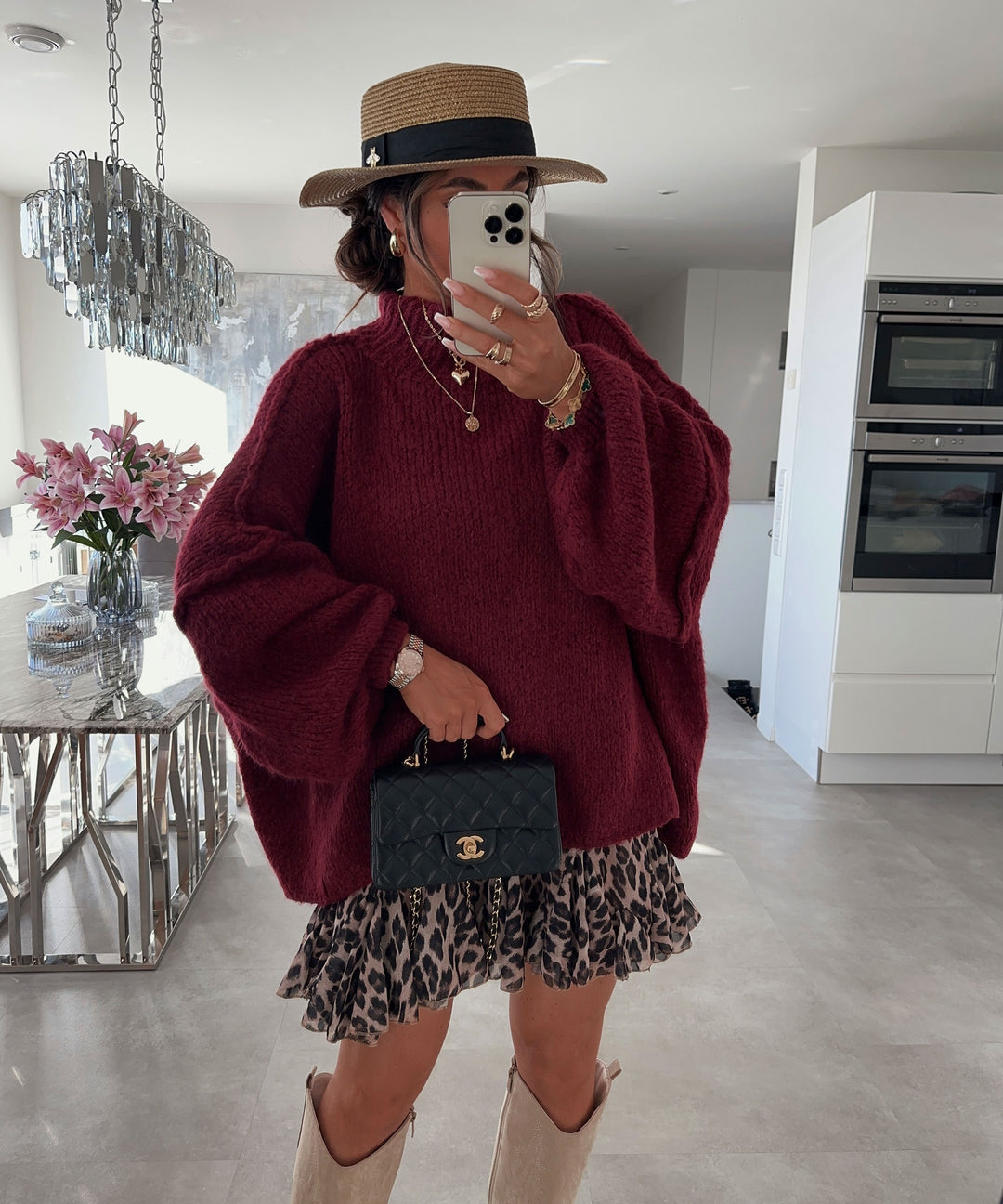 Wine Oversized Knit Dress